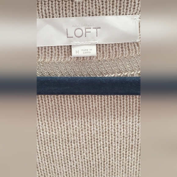 LOFT Metallic mesh Knit Striped Cotton Boho  Women's Cardigan Size M - Picture 3 of 10